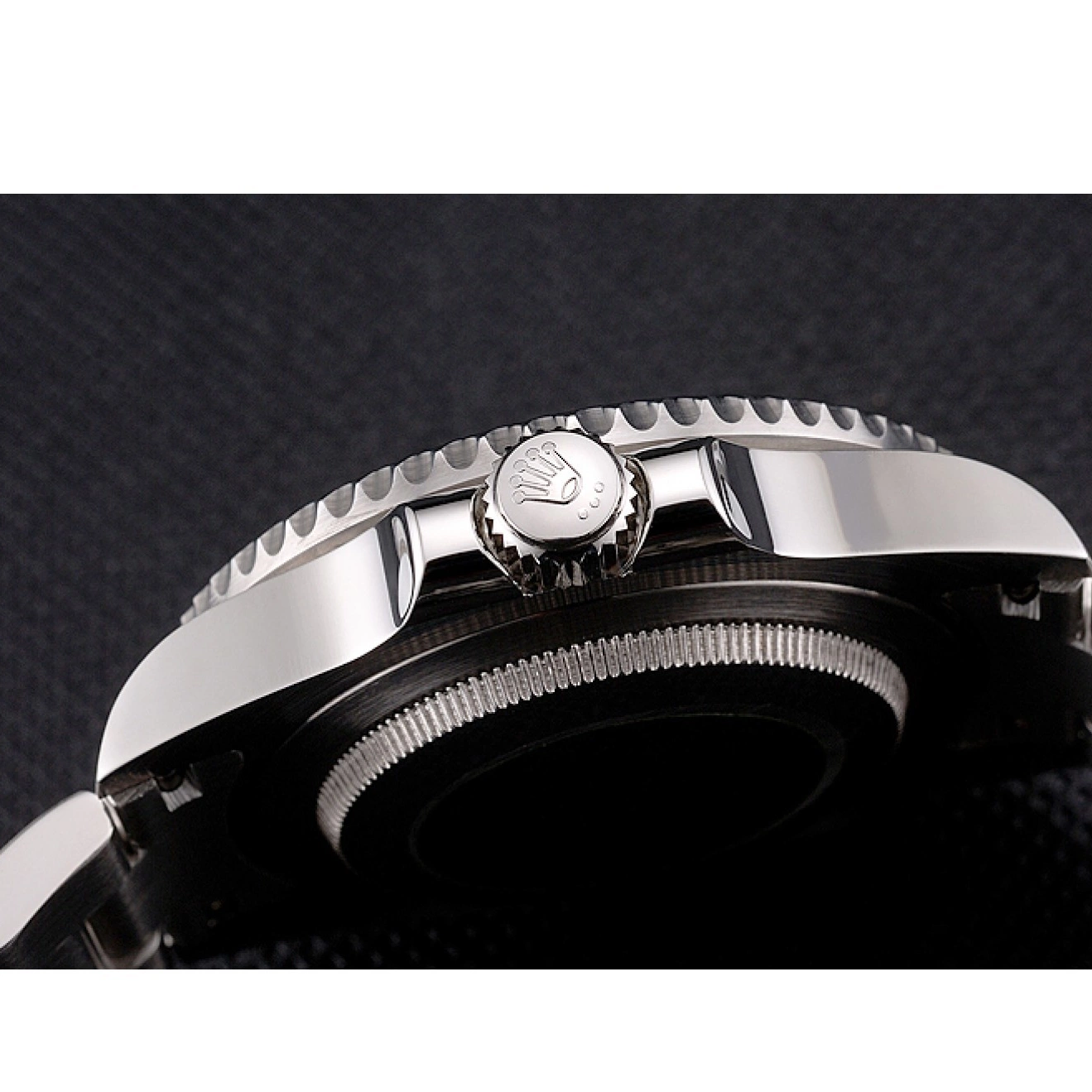 Aaa replica watch Stainless Diamond Swiss Silver Bezel Case Steel Rolex Markings Bracelet Submariner Black And Dial 0817